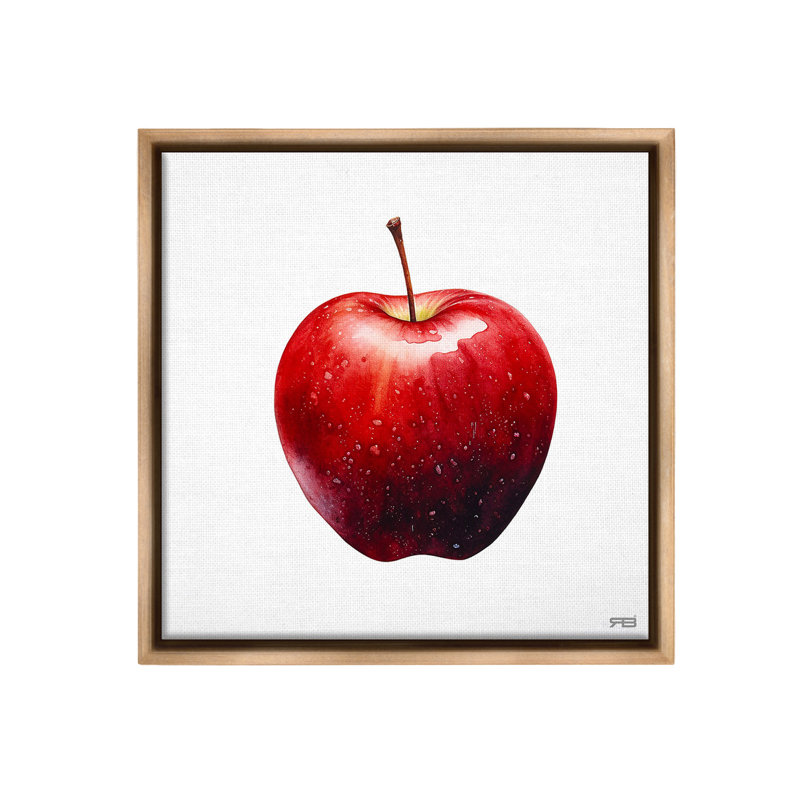 "Bold Red Apple" par RB sur toile, Cadre flottant orme Montalcino, H 25 po x l 25 po