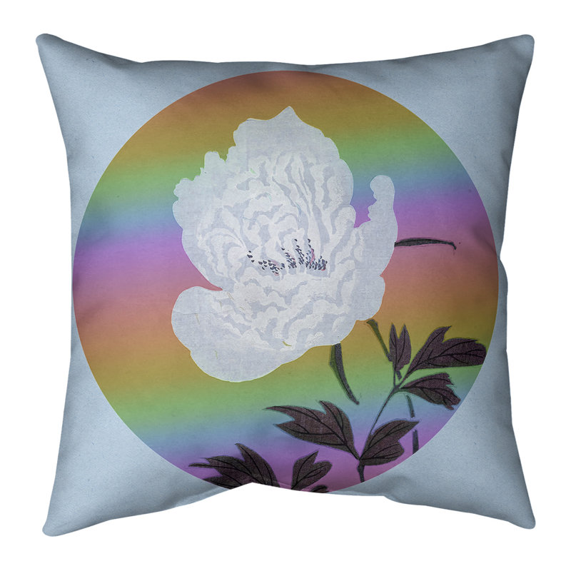 Housse de coussin Keito Sato, 14 po x 14 po, Housse de coussin seulement, Bleu / Orange / Gris