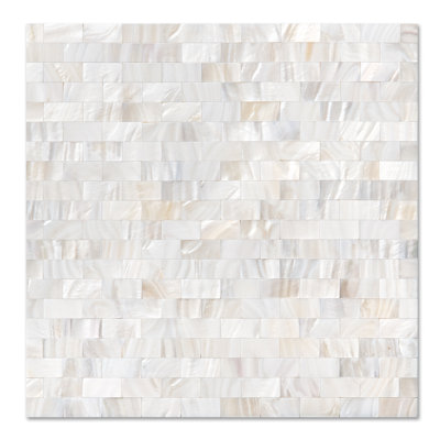 Carrelage mosaïque 11,8 "x 11,8" en coquillage blanc opale, paquet de 10