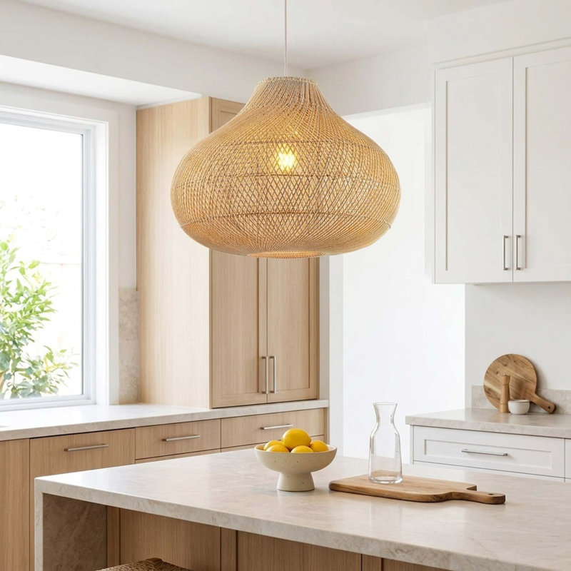Luminaire suspendu en rotin Raindrop