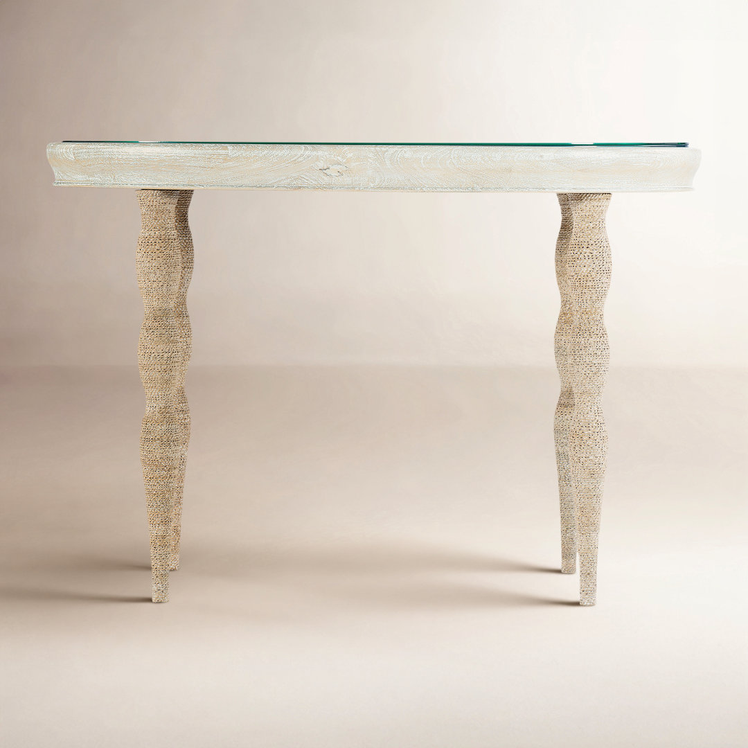 Adrie Oval Glass Top Writing Desk Birch Lane™