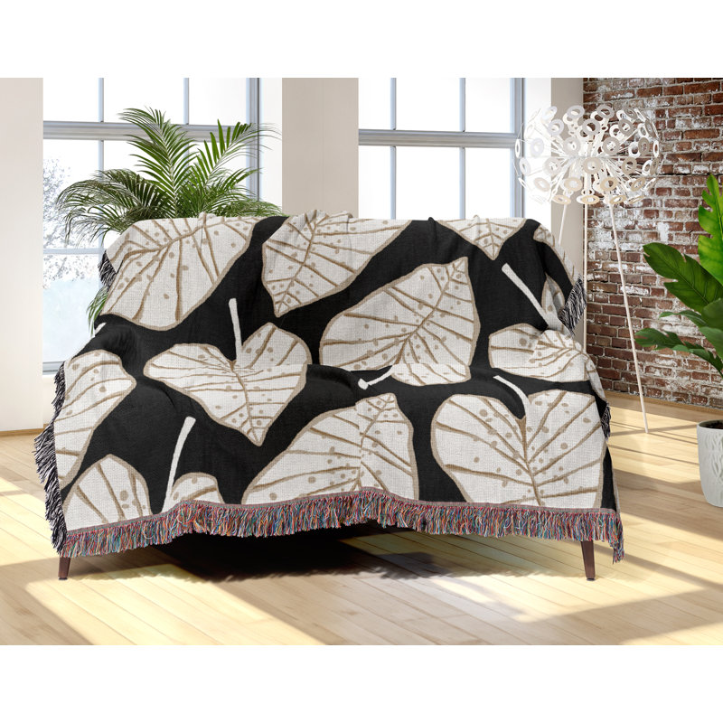 Jeté en coton Caladium, Noir, 60 po x 80 po