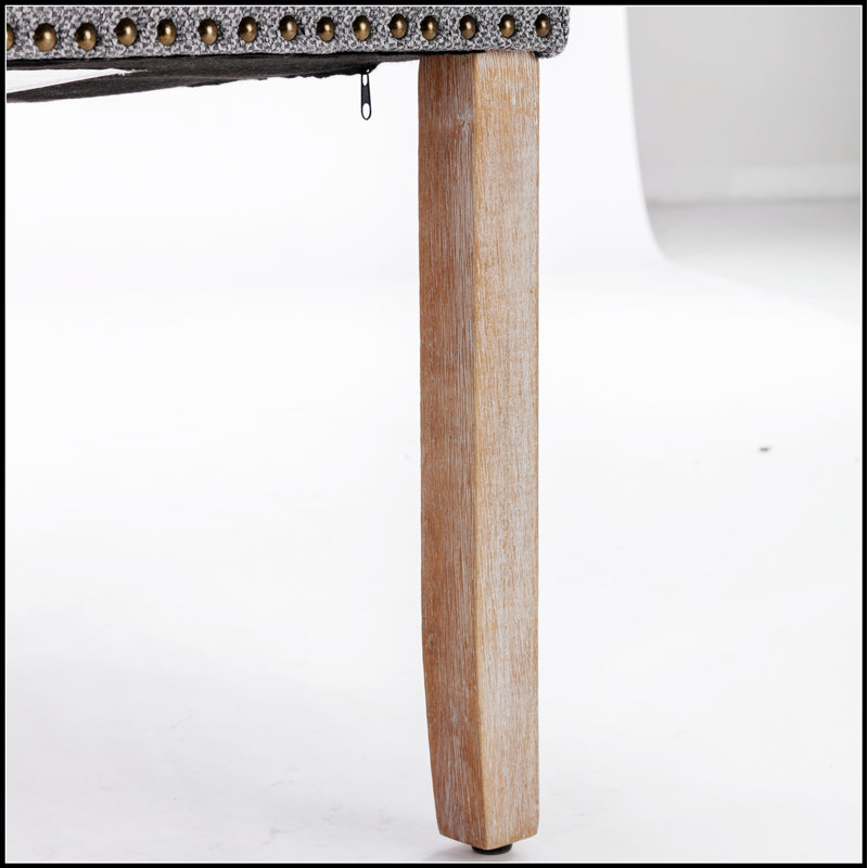 Chaise de salle à manger luxueuse en bois massif touffetée avec revêtement en lin pour une assise confortable et une utilisation quotidienne durable