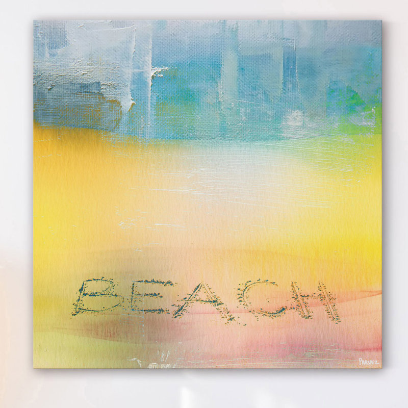 « beach writing » par parvez taj,, reproduction d’art sur toile tendue, H 32 po x l 32 po x P 1,5 po