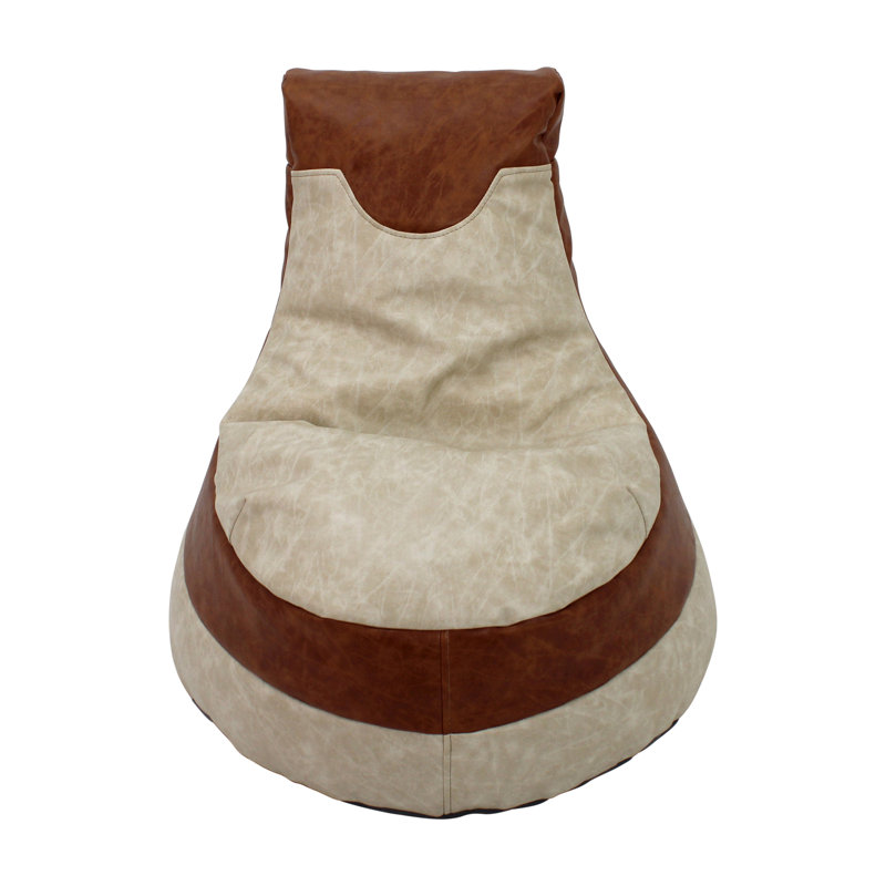 SoftScape Little Gamer Kids Bean Bag, Beige/Brown Faux Leather