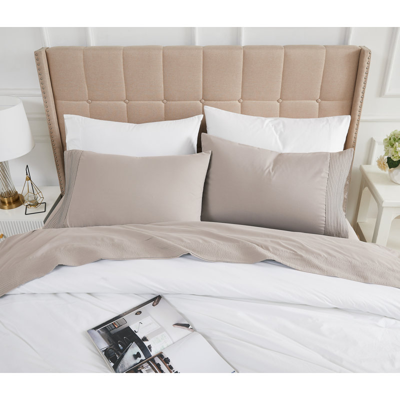 Vilano Springs Extra Deep Pocket Bed Sheet Set with Pleated Hem, Easy care, Pet Hair Resistant, Bone