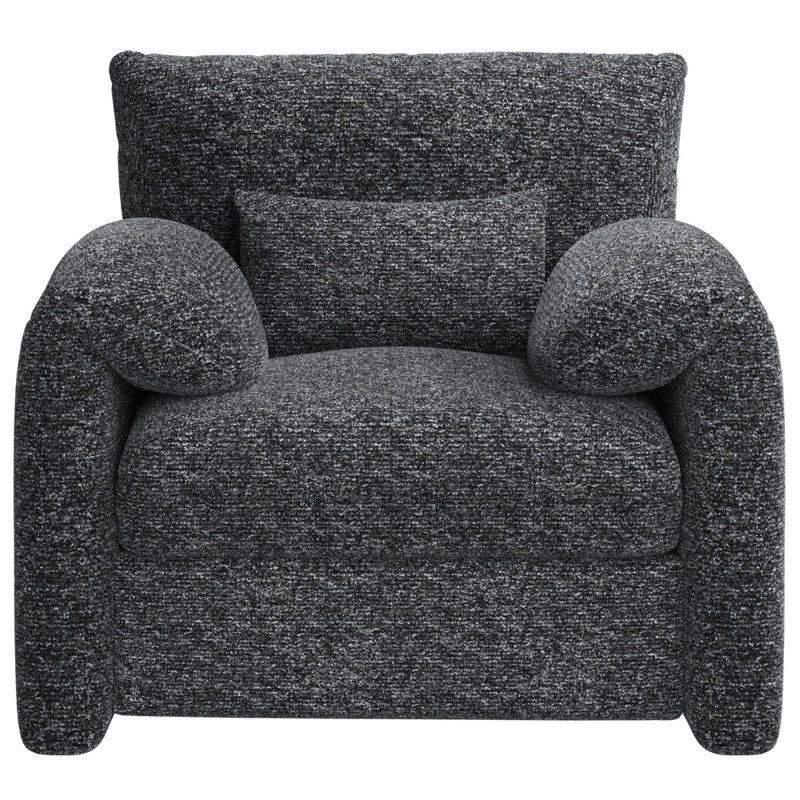 Fauteuil surdimensionné avec accoudoirs confortables Mid-Century, Chenille noir