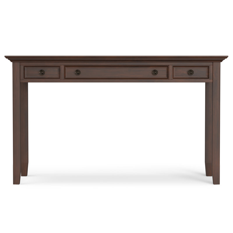Amherst 54"W Solid Wood Transitional Writing Desk with 2 Drawers and Flip-Down Keyboard Tray, Brown