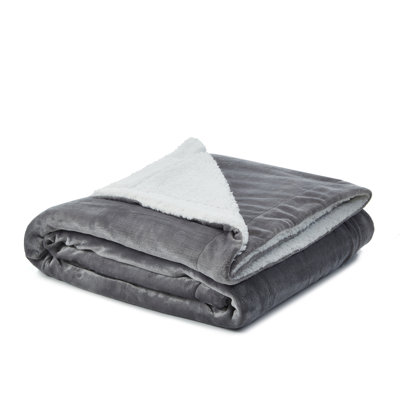 Zakary Flannel Blanket Reverse Soild Sherpa For Bedroom