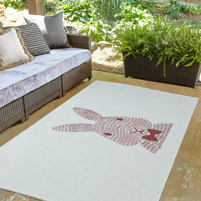 Tapis rouge / blanc tissé à la machine Elioth