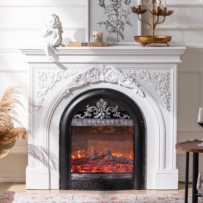 Functional Electric Fireplace, Decorative Mantel, White