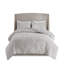 Housse de couette en chenille de coton 3 pièces très grand / très grand - gris chaud avec base et décoration pour chambre à coucher
