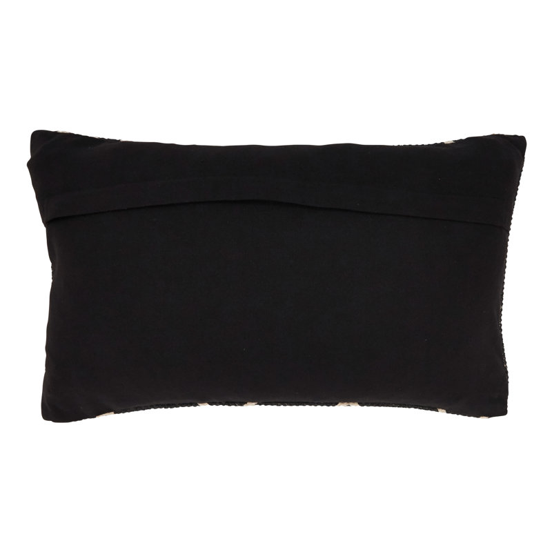 Adah Collection Geometric Cotton Throw Pillow, Black, Polyester/Polyfill, 12"H x 20"W
