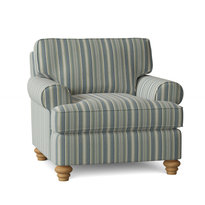 Lowell Chair, Green and Blue Stripe; 0252-54, Havana Finish