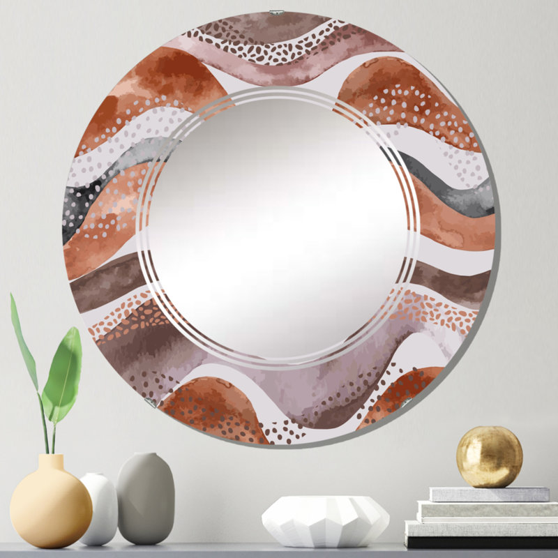 Motif ondulé de style géo naturel - Miroir mural moderne, 24 po x 24 po