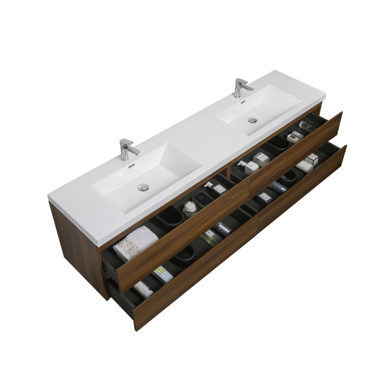 Ensemble de meuble-lavabo mural double 83,3 po