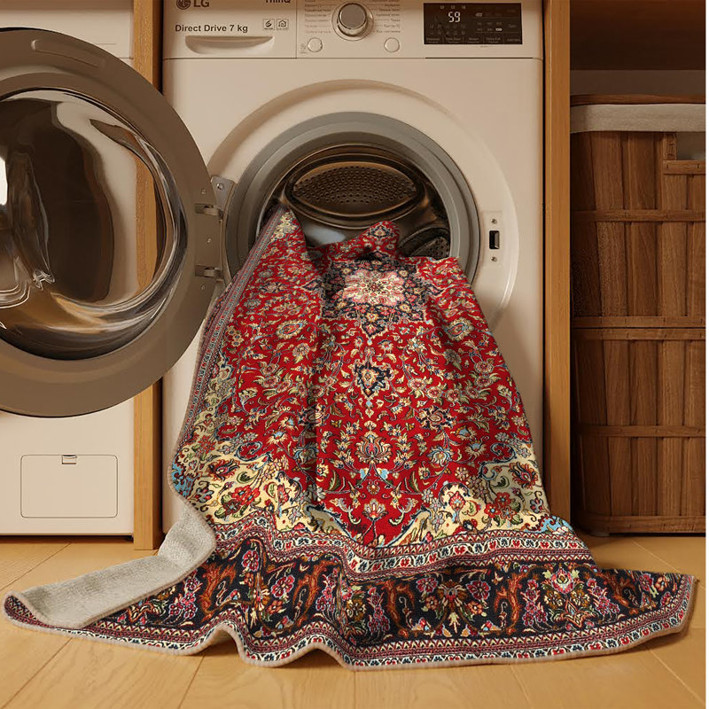 Tapis traditionnel 100% lavable à la machine 1549, Rectangle 6 pi x 9 pi