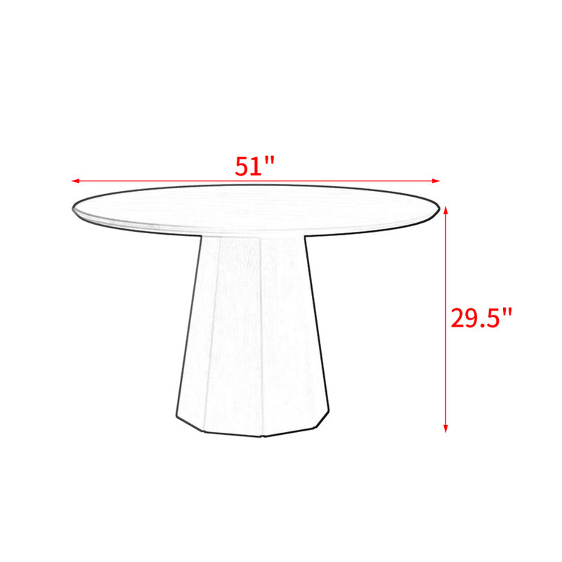 Table de salle à manger Canete, H 29,5 po x L 51 po x l 51 po