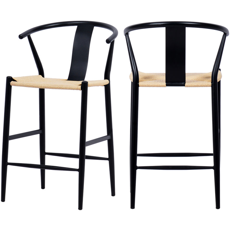 Wakita Counter Stool with Metal Frame, Black