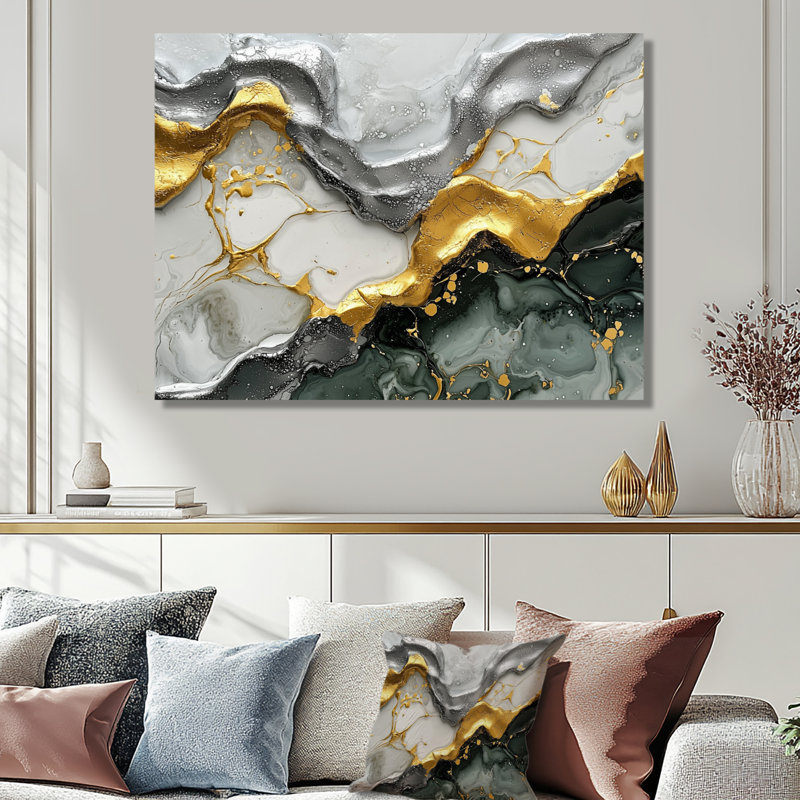 «Tranquil Divide Of Abstract Liquide Ink II», art mural moderne en métal, impression d'art moderne en métal