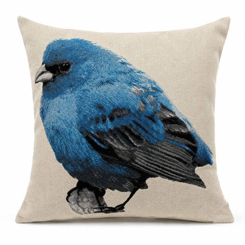 Embroidered Feather Reversible Throw Pillow