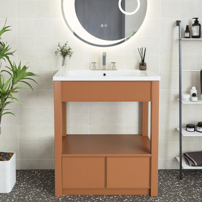 Meuble-lavabo simple 30 po avec comptoir en céramique Kenzye