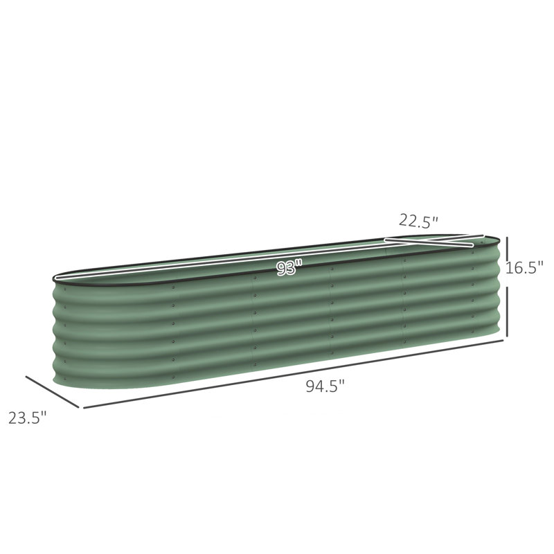 Outdoor Metal Elevated Planter Box, 16.5" H x 94.5" W x 23.5" D, Green