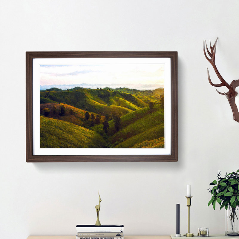The Rolling Hills of Rong Kwang in Thailand - Picture Frame Painting Print, Walnut Framed, 48cm H x 65cm W x 2cm D