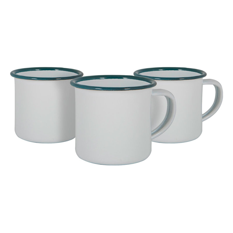Enamelware Espresso Cup, White/Green, 12