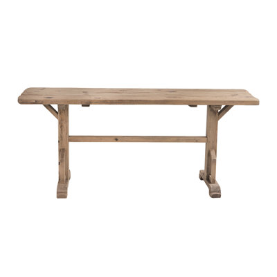 73x19x31" Brown Recycled Pine Wood Console Table With Trestle Base