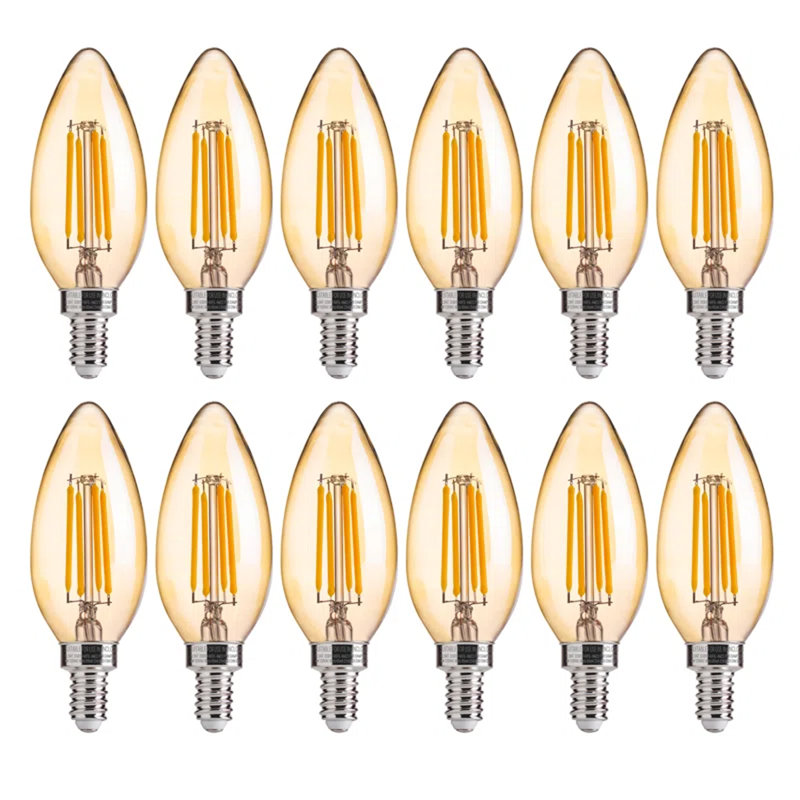 B11 E12 Dimmable LED Candelabra Bulbs, 40W Equivalent, 2200K Soft White, Amber Bulbs