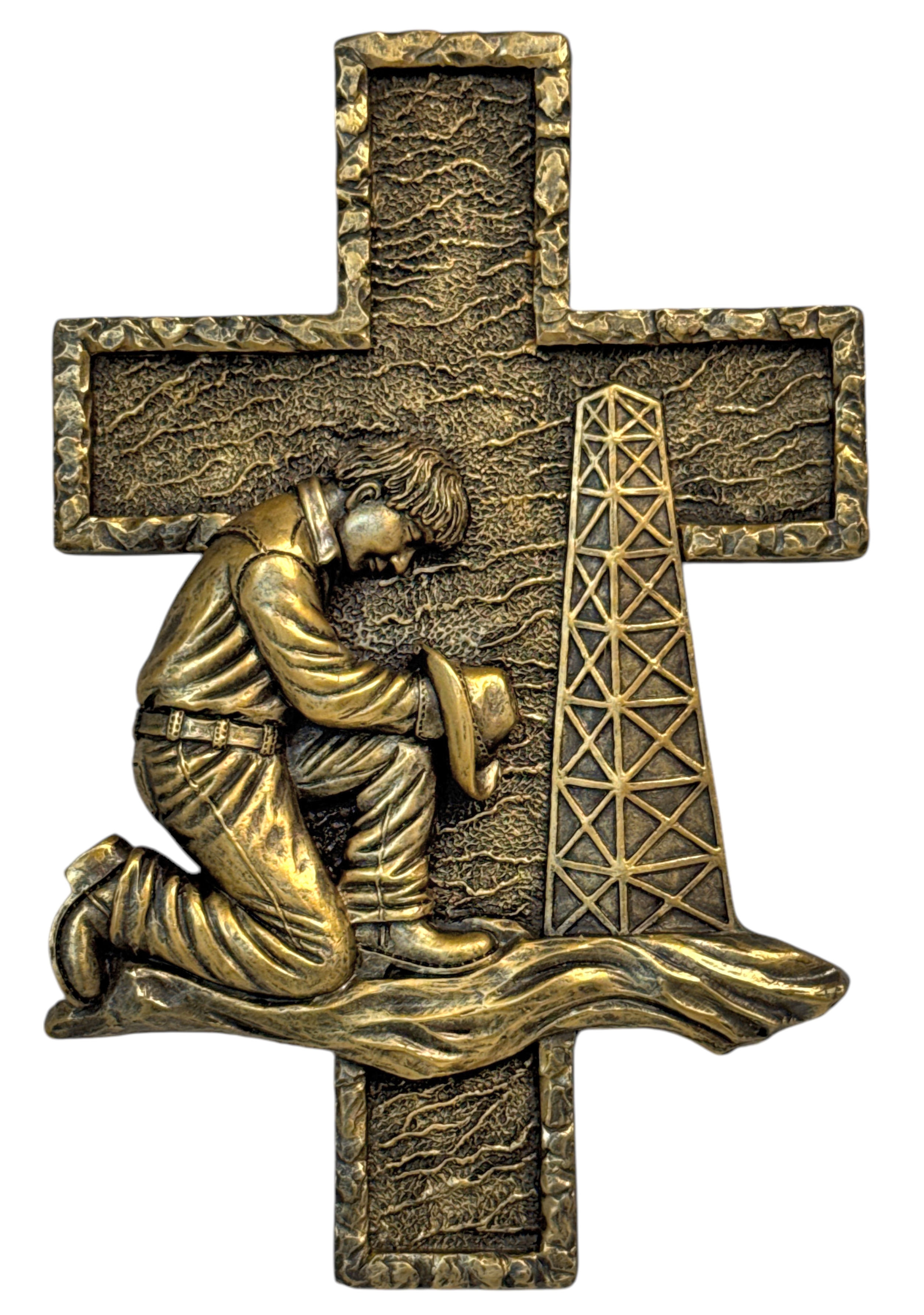 Ophelia & Co. Polyresin Gold Cowboy Oil Derrick Prayer Religious ...