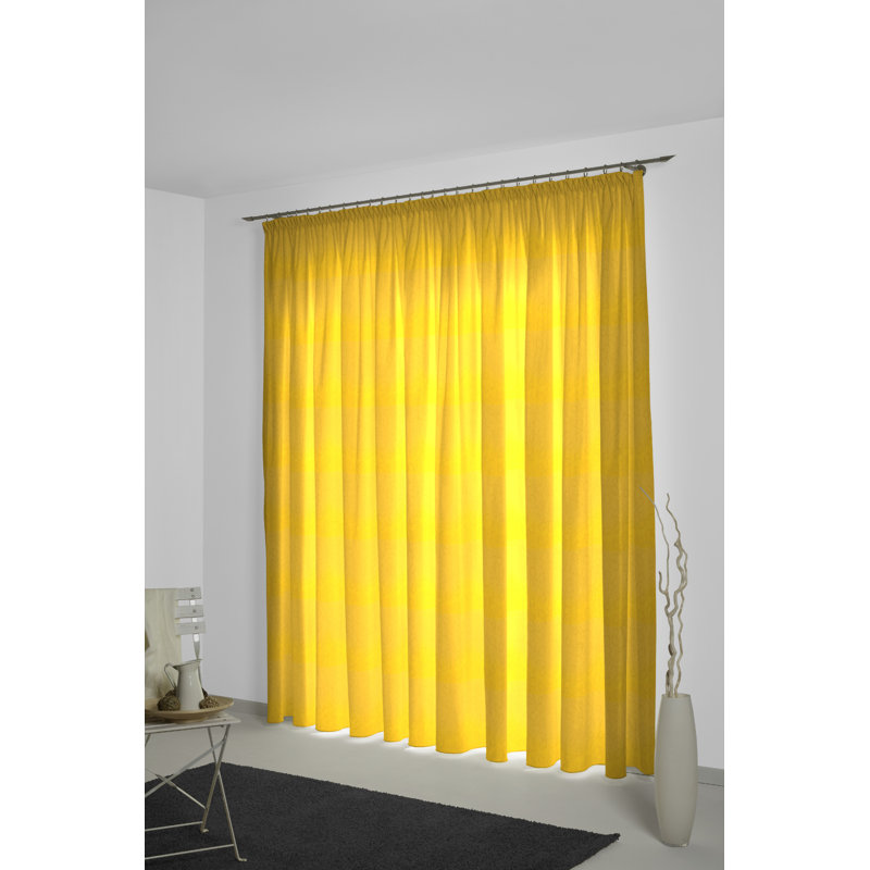 Oppen Room Darkening Single Curtain Panel, 132cm Width x 175cm Drop, Yellow