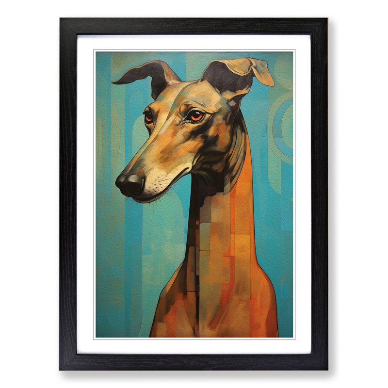 Greyhound Art Deco - Framed Print