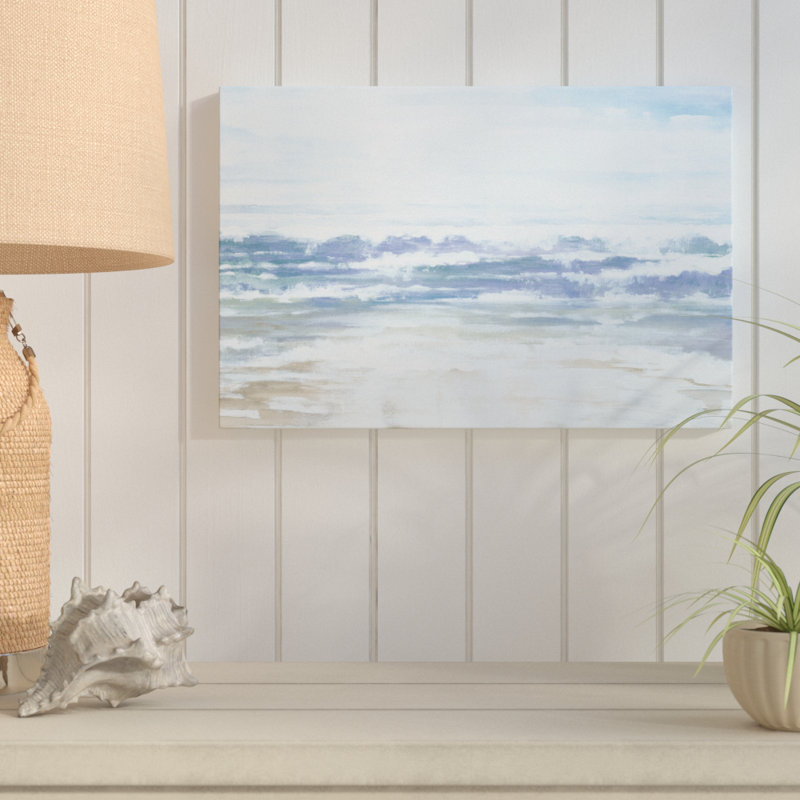 « blue beach vagues », reproduction de peinture à l’acrylique sur toile, 16 po x 24 po, Toile tendue
