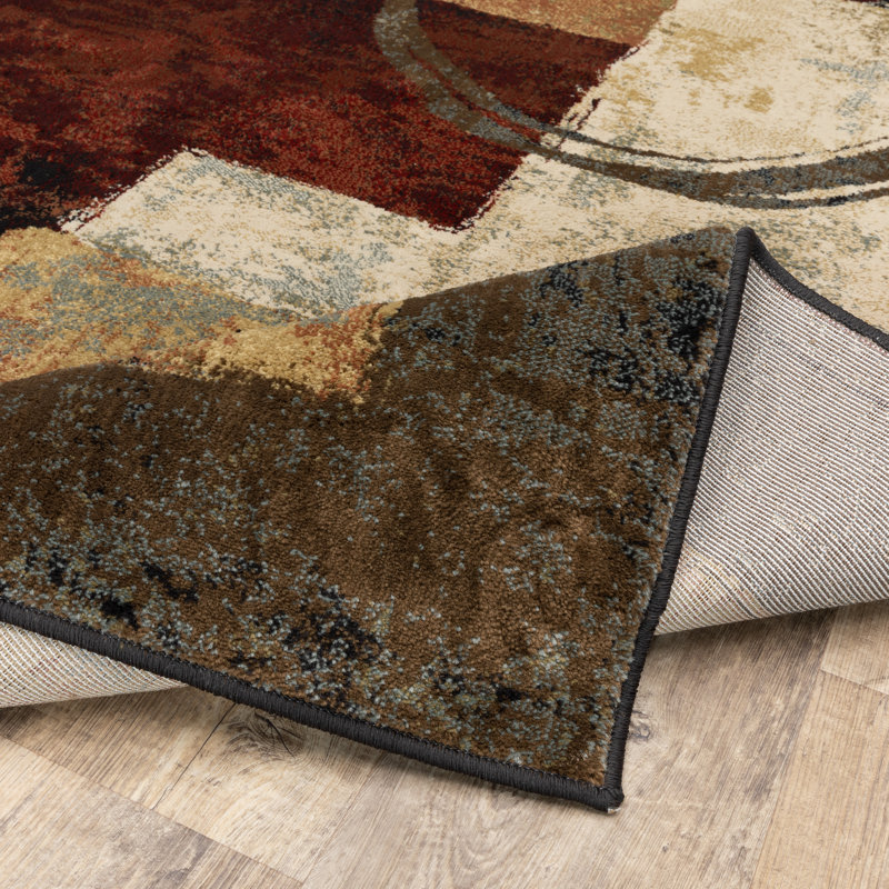Tapis à motif abstrait brun / noir / beige Geovany, Rectangle 6 pi 7 po x 9 pi 6 po