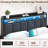 Bed Frame with Storage Headboard, Upholstered Platform Bed with Charging Station and LED Lights, Heavy Duty Metal Slats-266933118-265662776