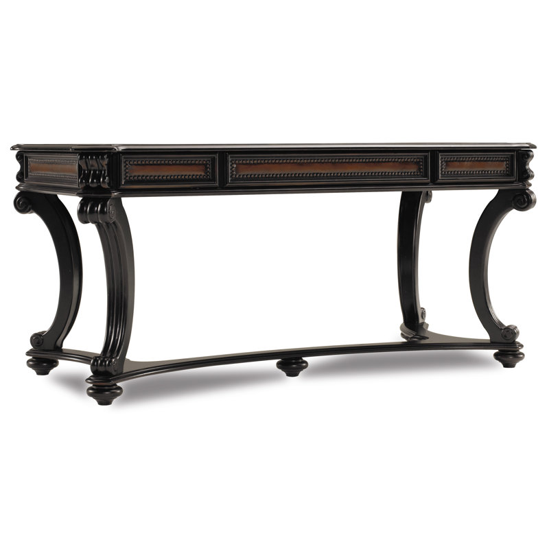 Black Traditional Wood Home Office Desk with Drawers
