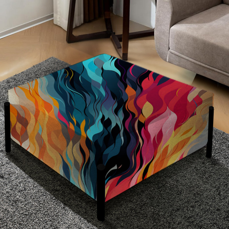 Dilbeck Mineola Digital Realm Rainbow Colors - Grand repose-pieds carré abstrait