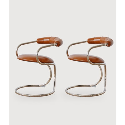 French Creative Snake-Shaped Armrest And Stainless Steel Backrest Dining Chair