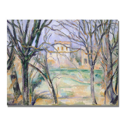 "Arbres et maisons" par Paul Cezanne - reproduction d'art sur toile