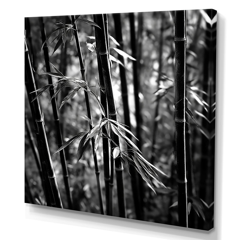 Forêt de bambou monochrome I - impressions sur toile de bambou_106665, H 16 po x l 16 po x P 1 po, Toile tendue