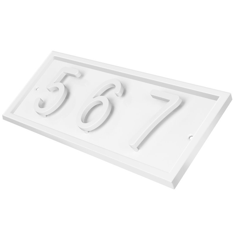 Plaque d'adresse horizontale flottante en aluminium Royal Shade, Blanc, Oui, Blanc