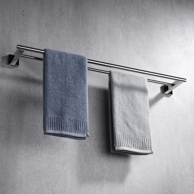 Porte-serviettes double en acier inoxydable pour salle de bain, 1.97" H x 29" W x 5" D, Argent argent