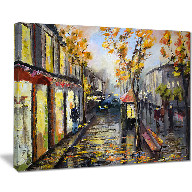 «City in Yellow Shade», reproduction de peinture à l'huile sur toile, H 20 po x l 20 po x P 1 po
