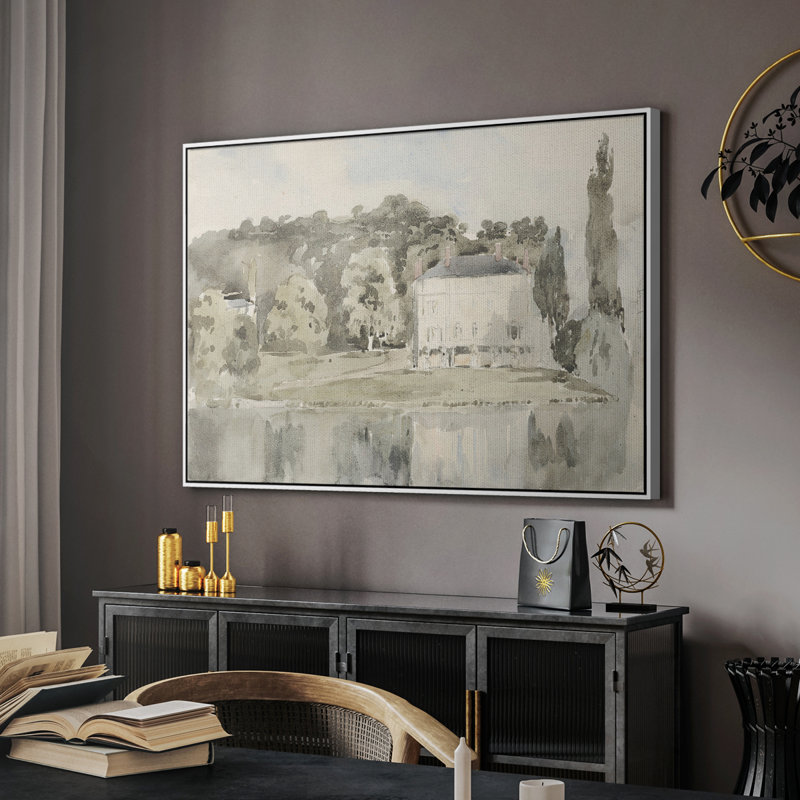 Paysage rétro - CECLXVI - reproduction de cadre flottant sur toile, Blanc, H 17 po x l 25 po