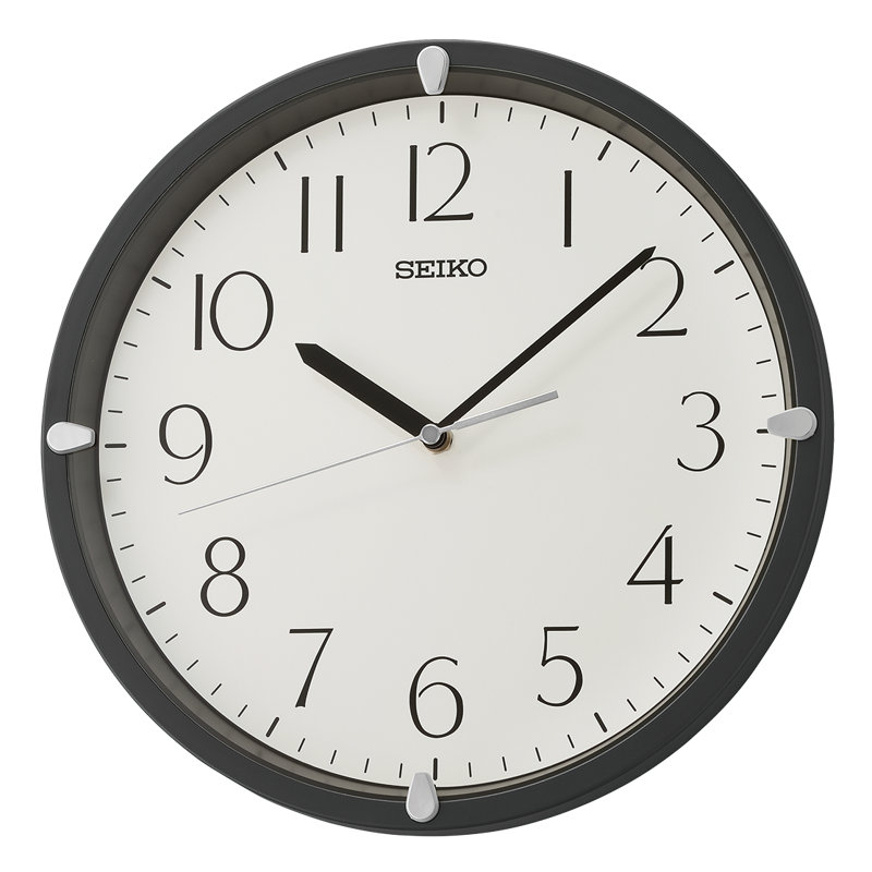 QHA007JLH Wall Clock, Black Matte, Matte Black 