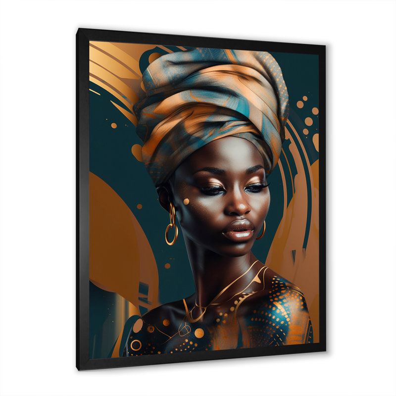 «African Chromatique Woman II - Woman», reproduction sur toile encadrée, H 44 po x l 34 po, Cadre photo noir