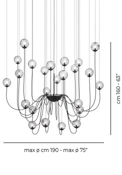 Puppet 24 - Light Chandelier, Crystal Transparent, Matte Black
