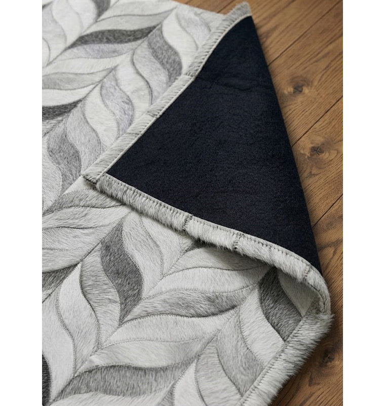 Tapis Abani Rugs Hide HID550A Gris Ivoire Motif Chevron Patchwork à Plumes Soriano, 6 pi x 9 pi